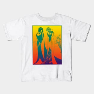 Salome and her mother (green on orange) Kids T-Shirt